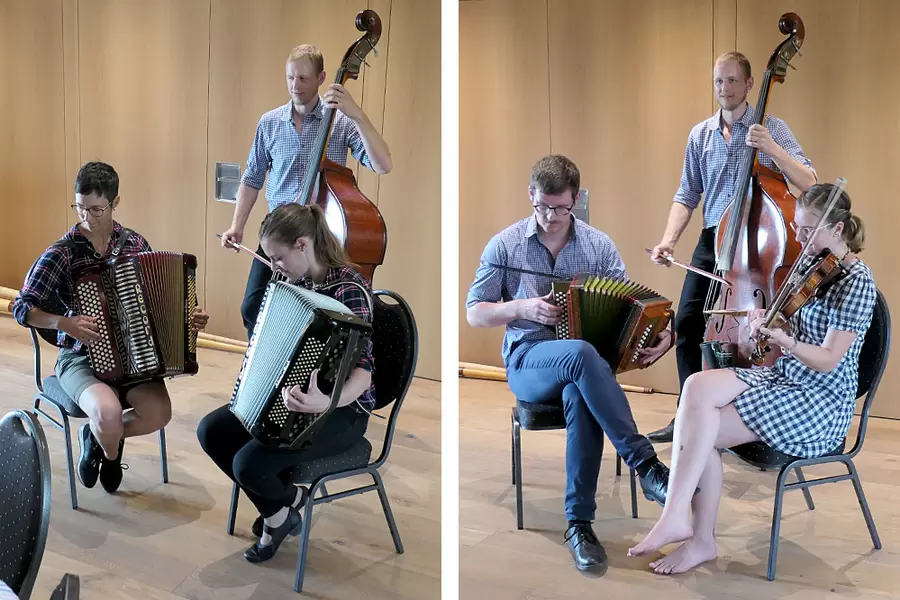 Handorgel-Duett Anita und Priska (l.) sowie Trio Uufstrich.